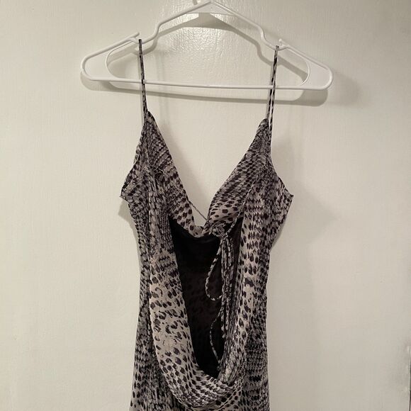 ZARA Sleeveless Cowl Neck Snakeskin Print Slip Maxi Dress Multicolor Small - Picture 7 of 15